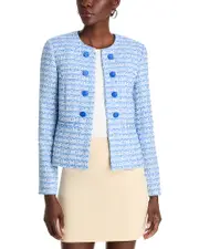 T Tahari Tweed Open Front Blazer