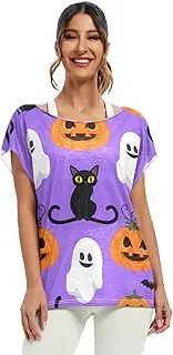 [RPLIFE] Whimsical Halloween Purple Summer Blouse Blousy Sleeve Top, Nice Women's Tops