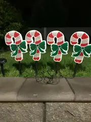 4 PCS 40 LED White PVC Solar Candy Canes Christmas Garden Lights