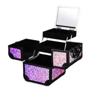 Byootique Makeup Train Case 2-Tier Trays Portable Cosmetic Cases Mermaid Pink