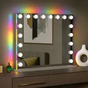 VANITII GLOBAL 80cm Hollywood Vanity Makeup Mirror with 18 LED Lights RGB Backlit Light Up Tabletop Wall