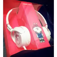 在飛比找蝦皮購物優惠-全新 Line 兔兔 可愛風白色粉紅色頭戴式耳機