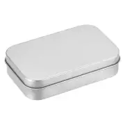Metal Tin Box, 4pcs 3.74" x 2.36" x 0.87" Containers with Lids, Silver Tone
