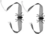 [SHERCHPRY] 2pcs Spider Lace Choker for Halloween Gothic Style Neckband Elastic Material