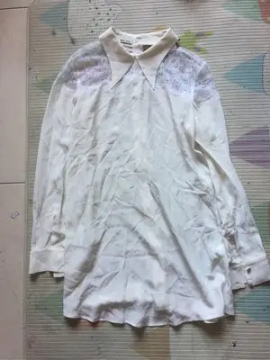 白色蕾絲miu miu全絲長袖上衣 size s