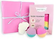 BATH BOX Fairy Floss & Cotton Candy Gift Set, Bubble Bath Bombs, Bath Dust Soak, Natural & Handmade in Australia, Rainbow Fun Bath Fizz for Kids & Adults, 4 Piece Hamper Gift Box