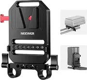 NEEWER V Mount Battery Plate with Dual 15mm Rod Clamps, 1/4" & 3/8" Threads, Metal V Lock Battery Mounting Plate Fits Camera Rig Cage with 15mm Rail Rod Support System, Compatible with SmallRig (ST43)