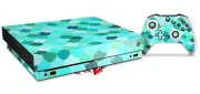 Skin for XBOX One X Console Controller Scales Blue Green Decal