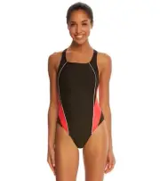 Speedo Solid Pro LT Drop Back Black Red Women's One Piece Size 6 /32 L37225