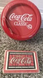 Lot Of 2 Vtg Coca-Cola Classic Merchandise New NOS 80s Coasters Playing Cards