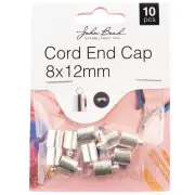 John Bead Cord End Cap 8x12mm 10 pack Silver*