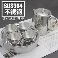 在飛比找ETMall東森購物網優惠-不銹鋼茶壺茶杯茶盤旅行茶具便攜套裝 兒童過家家玩具學校教具3