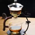 Lazy Kungfu Glass Tea Set with Stainless Steel Infuser Drip Pot Semi-Automatic
