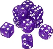 uxcell 10Pcs 6 Sided Colored Standard Dice, Acrylic D6 Mini Polyhedral Pearl Pattern Game Dice Set for Table Games or Math Learning, Purple/White Point
