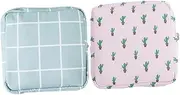 GANAZONO 2Pcs Portable Menstrual Pad Bags Travel Pouches for Sanitary Pads Compact Toiletry Storage for Women Multipurpose Storage Bags Checkered Cactus Design