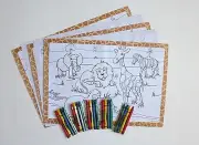SET OF 5 JUNGLE PLACEMATS AND CRAYONS FREE SHIPPING