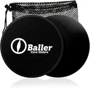 Core Slider by Baller - Double Sided Gliding Discs for Abdominal Exercises - Home Gym Ultimate Core Trainer- Carpet and Hard Floors