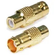 2 Pcs BNC Female to RCA Female Coax Coaxial Adapter CCTV Video Connector Gold