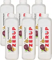 Zerup Zero Sugar Passionfruit Flavoured Syrup 6 x 1L Bottles, Sugar Free Syrup, Passionfruit Flavour Drink Mix, Low Calorie Flavourings for Milk Shakes, Cocktails, Teas, Gluten Free, Keto Friendly, Halal