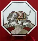 Marble Coffee Table Top Elephant Design Inlay Work Sofa Side Table for Bar Decor