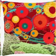 Floral Elegance: Cross-Stitch Vase Kit - 16x16 Throw Pillow & Tapestry Canvas Se