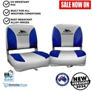 Seamanship 2X Folding Boat Seats Seat Marine Seating Set All Weather Swivel Blue