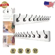 Charming Rustic Coat Rack Set - 38.6 Inch Wall Mount with 10 Hooks, Easy Install