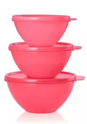 Tupperware Wonderlier Bowl Set 3 PINK Nesting Butterfly Seal Airtight Leakproof