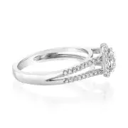 Luminesce Lab Grown 14ct White Gold 1 Carat Diamond Split Shank Ring, Q