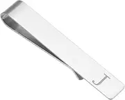 [uxcell] Initial Tie Clip for Men, Stainless Steel Letter J Alphabet Necktie Bar Pinch Clips 26 Letters A-Z with Gift Box for Regular Ties Wedding Father's Day, Silver Tone