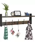 Homode Wall Hooks with Shelf, Wood Coat Rack with Shelf Wall-Mounted,