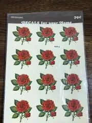 NOS 12-Pack Vintage 1.5" RED ROSE Decals 5003-G