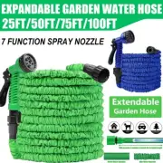 3X Expandable Flexible Garden Water Hose Spray Set 25ft 50ft 75ft 100ft 150ft