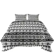 Black and White Aztec Stripes Coverlet