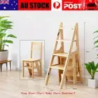Folding 4-in-1 Step Stool Ladder Wooden Baby Chair Bookshelves Kitchen Household