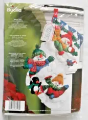 #86108 BUCILLA "SNOW FUN" SNOWMEN, PENGUINS FELT STOCKING KIT - NIP & CUTE!