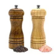 Manual Wooden Salt and Pepper Grinders Set Mills Shaker w/ Adjustable Coarseness