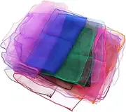 [BESTYASH] Colorful Scarf for Dance Performance Kindergarten Silk Play Scarves Trick Silk Scarves Velvet Ribbon Mask for Dance Party Festival Small Square Dance Scarves Chiffon