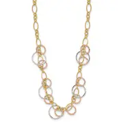 14K Tri-Color Polished Dangle Rings W/2 In Ext. Necklace