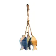 Set Of 3 Patterned Rope Covered Hanging Fish Decoration