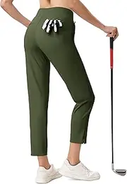 [MAGCOMSEN] Womens Golf Pants UPF 50+ High Waisted Stretch 7/8 Ankle Dress Work Casual Slack Summer Travel Pants 5 Pockets