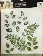 Elrene Botanical Leaves Table Runner - 14" x 72" Long - Green/White