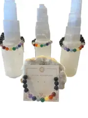 1pc Aromatherapy LavaStone 7 Chakras Crystal Beads Bracelet 8mm Healing