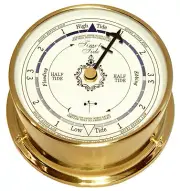Tide Clock - Brass with White Dial Made by Cape Cod Wind and Weather Instruments