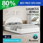 ALFORDSON Bed Frame Double Size Gas Lift Base With Storage White Boucle HOWELL