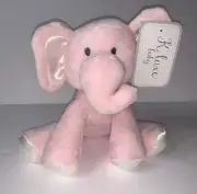 NWT K Luxe Baby Plush Pink Elephant 8” Crinkle Rattle