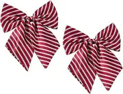 [TEMPNAP] 2pcs Adjustable Red and White Stripe Bow Tie Graduation Accessory for Men and Women for Senior Year Photo Props and Costume Styling