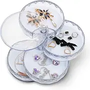 Custelen 4-Layer Rotating Jewelry Organizer with Lid - Small Jewelry Storage Box and Earring Holder for Women, Ideal for Travel, Bracelets, Rings, and More