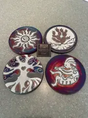 Raku Art Pottery Coasters Signed by Jeremy Diller - Set Of 4