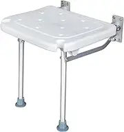 Folding Shower Bench Wall Mounted Flip-up Bath Seat Screw-in Bathroom Ch Stool with Feet Drainage Holes Slot for Elderly Seniors Disabled